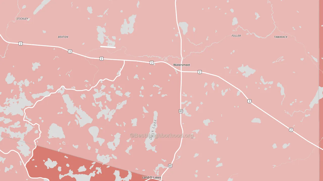 Watersmeet, MI block-group political-lean map