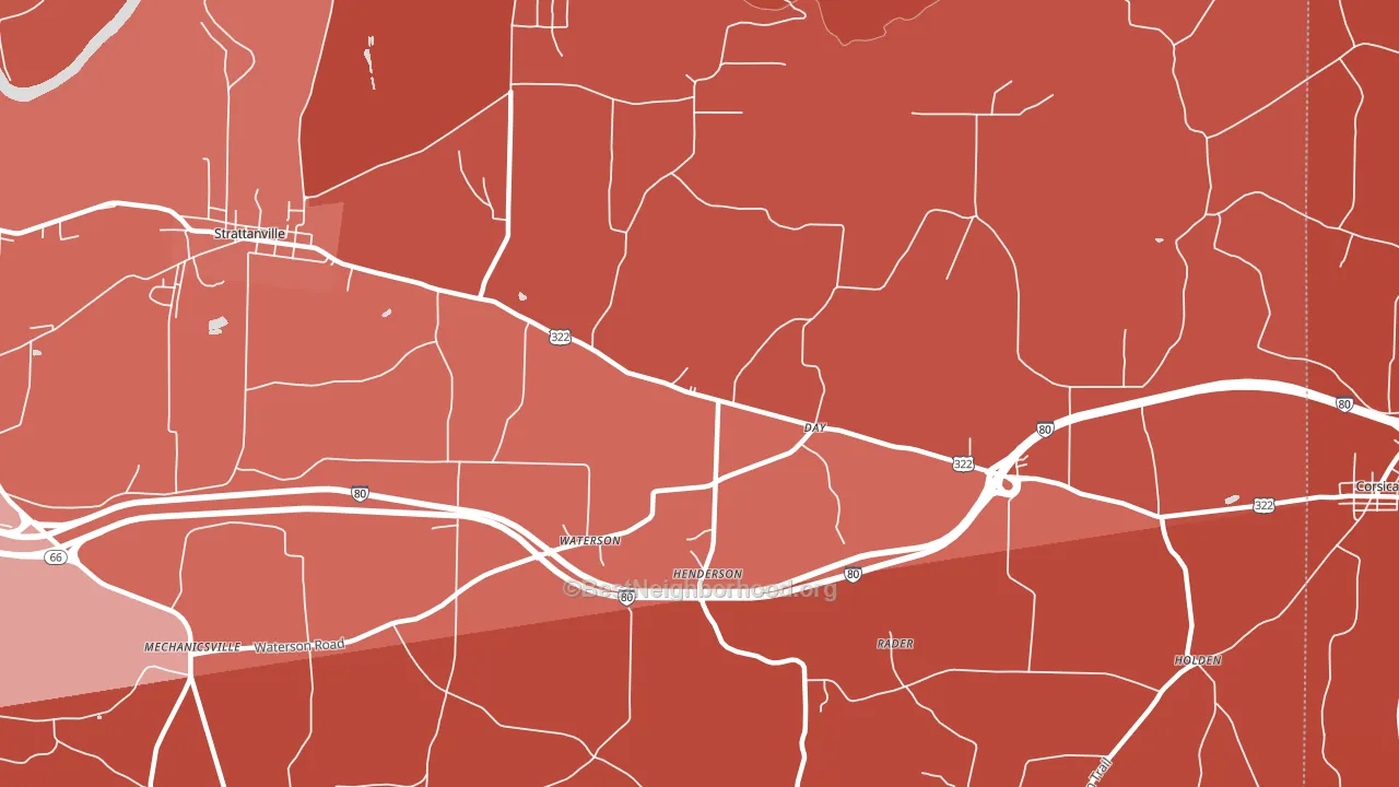 Waterson, PA block-group political-lean map
