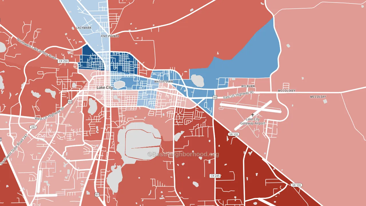 Watertown, FL block-group political-lean map