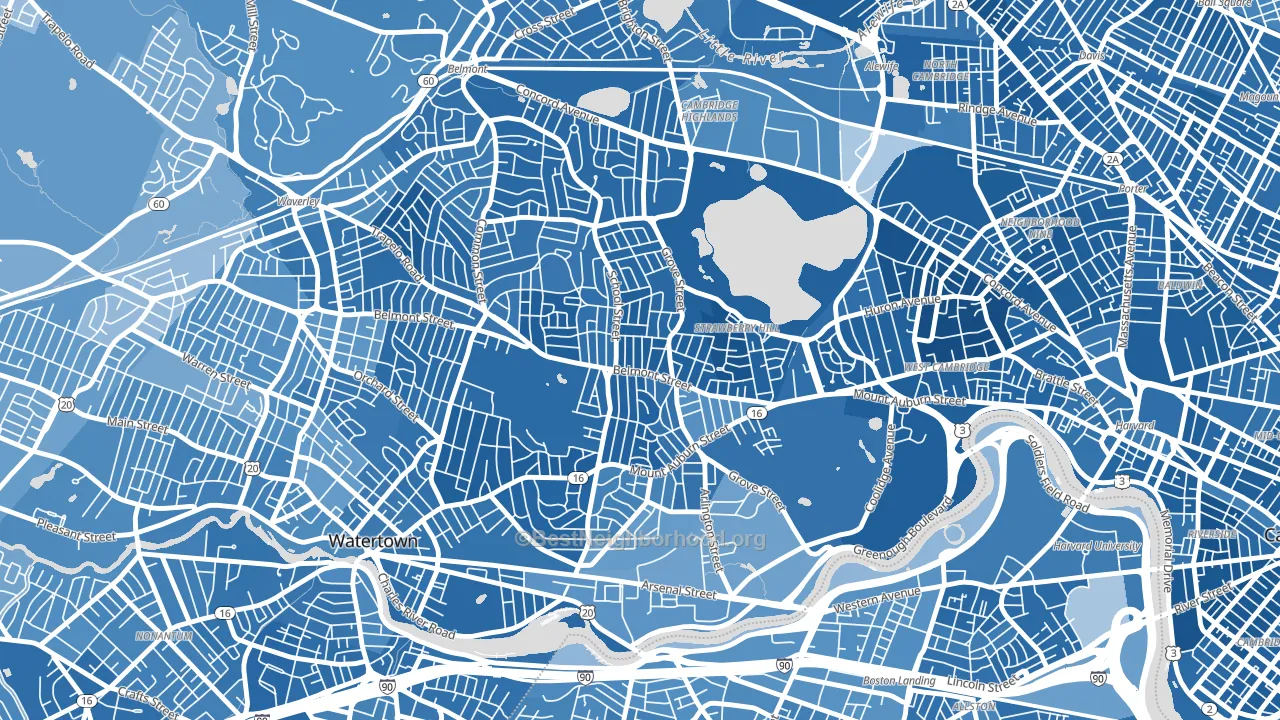 Watertown, MA block-group political-lean map