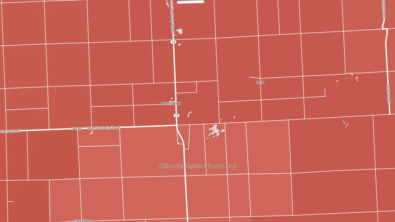 Watertown, MI block-group political-lean map