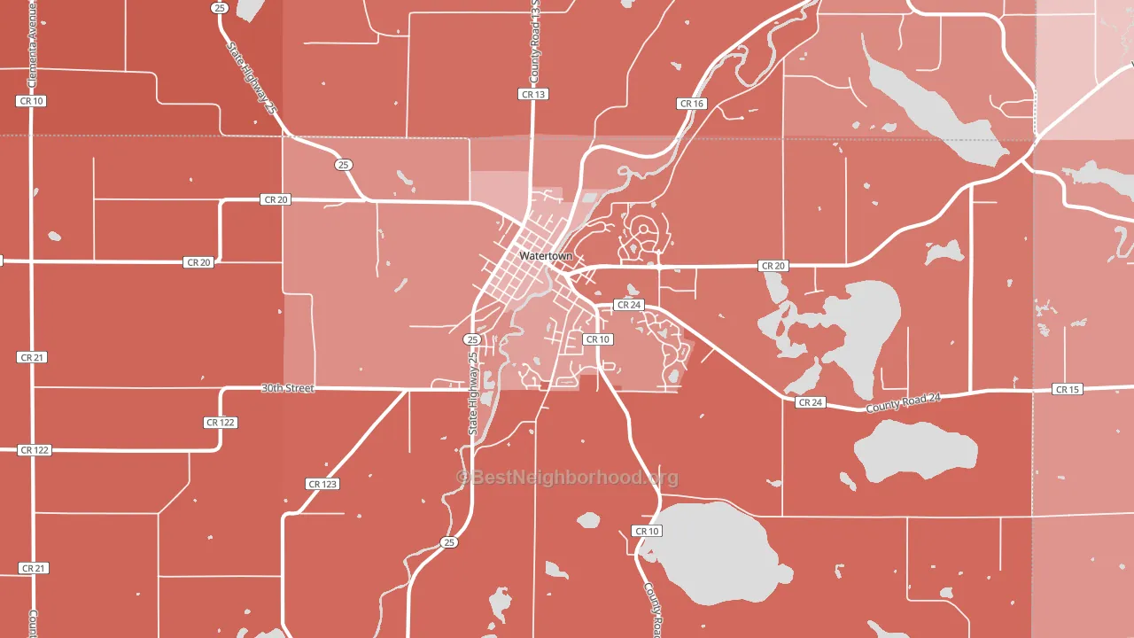 Watertown, MN block-group political-lean map