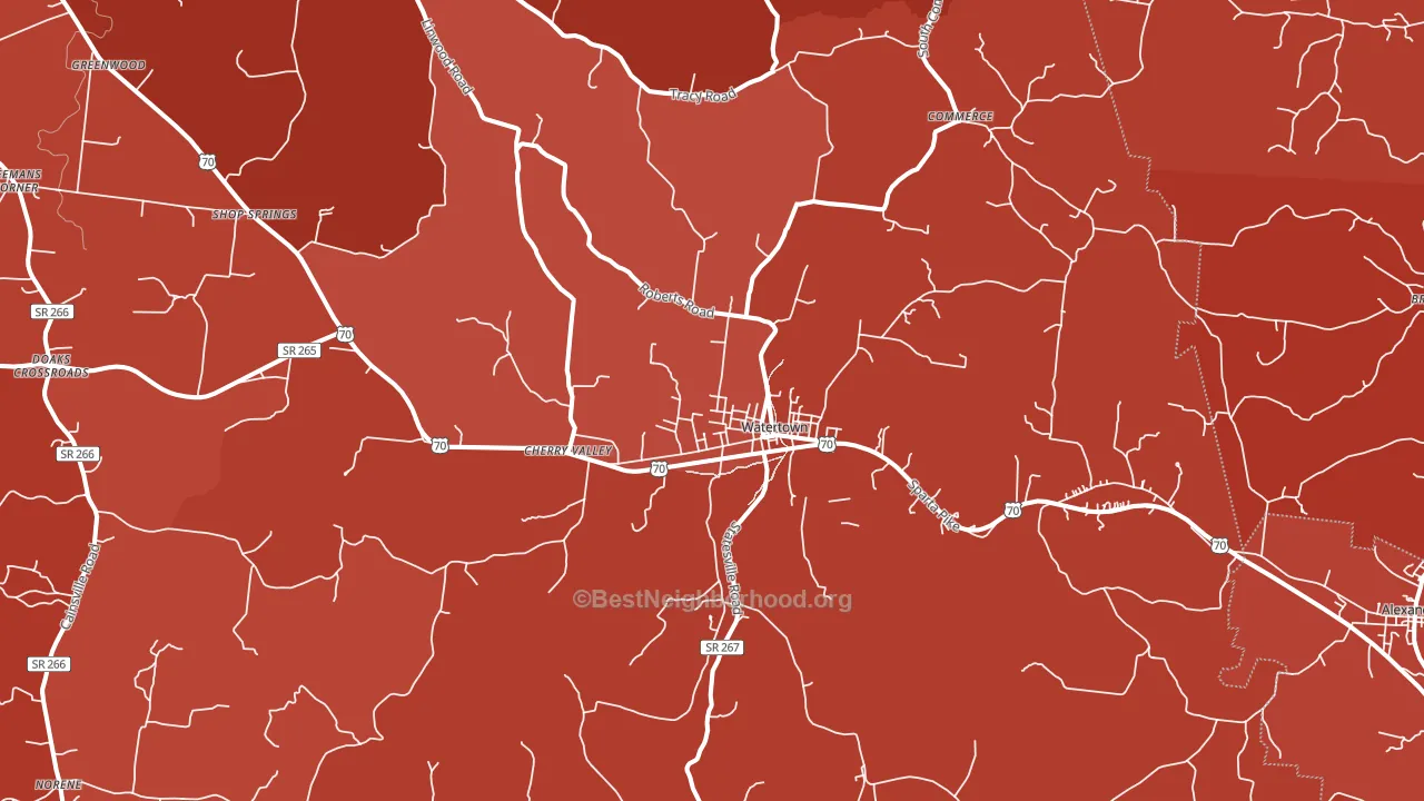 Watertown, TN block-group political-lean map