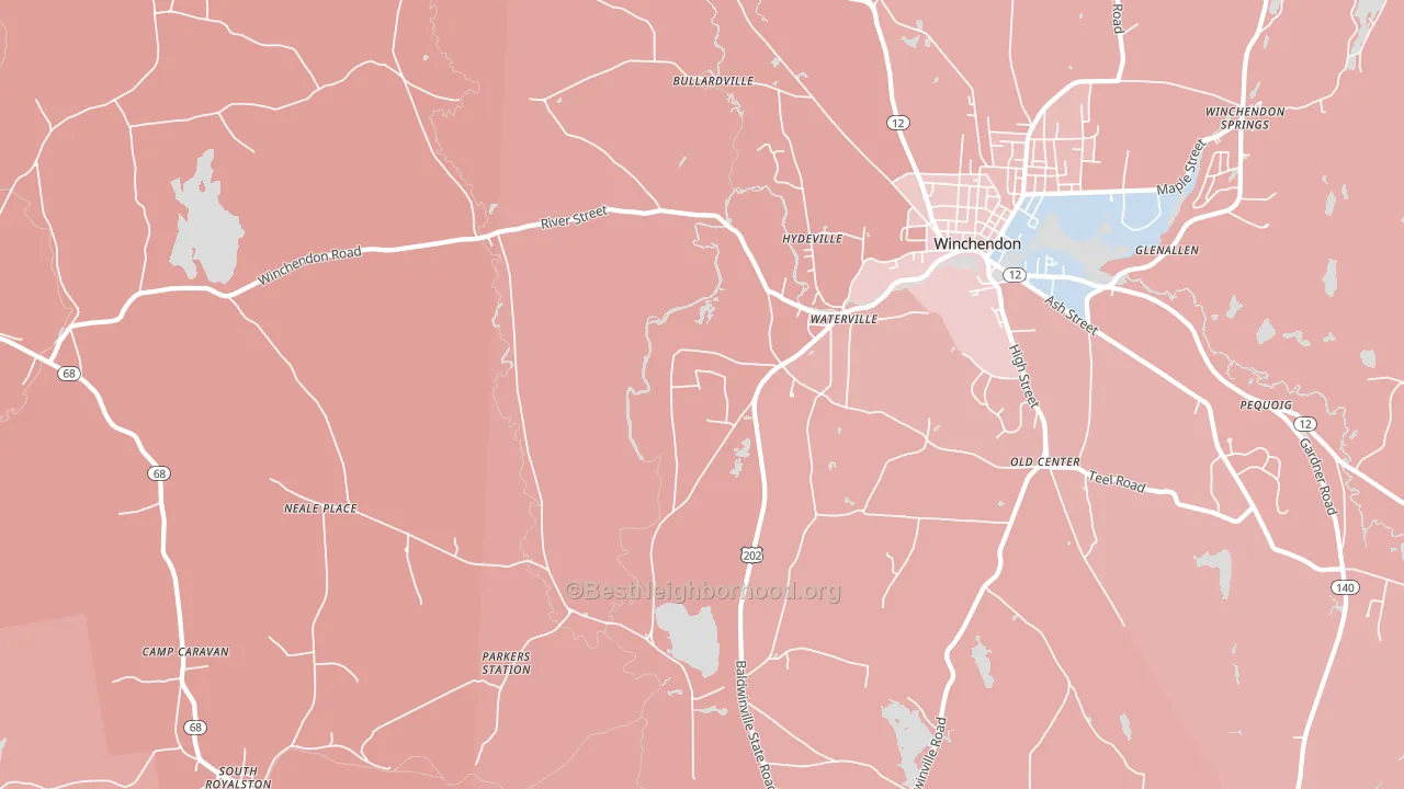 Waterville, MA block-group political-lean map