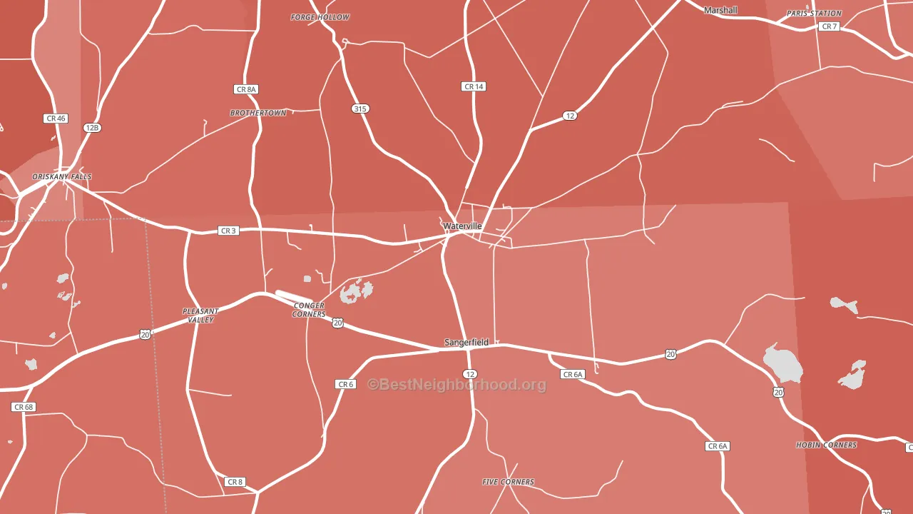 Waterville, NY block-group political-lean map