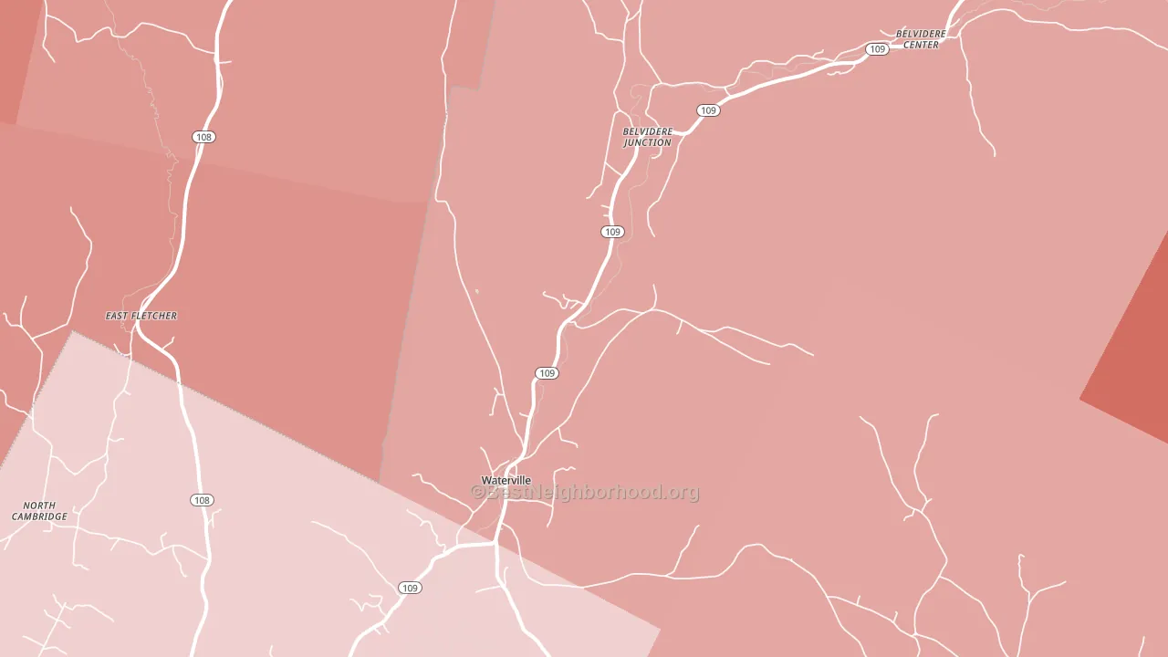 Waterville, VT block-group political-lean map