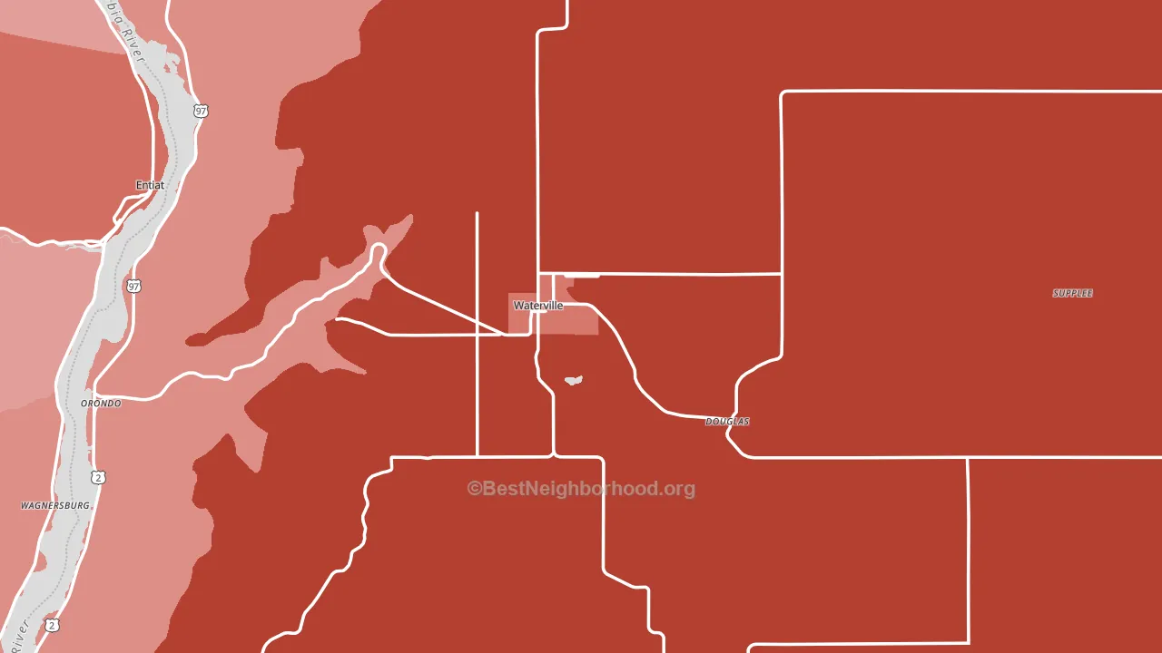 Waterville, WA block-group political-lean map