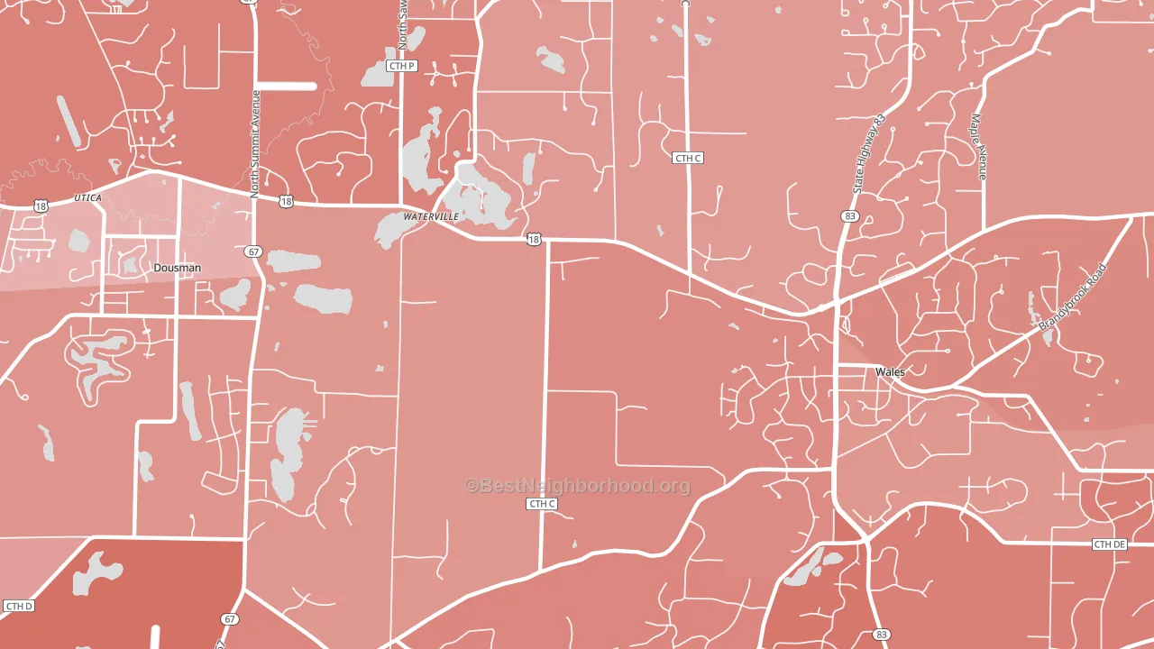 Waterville, WI block-group political-lean map