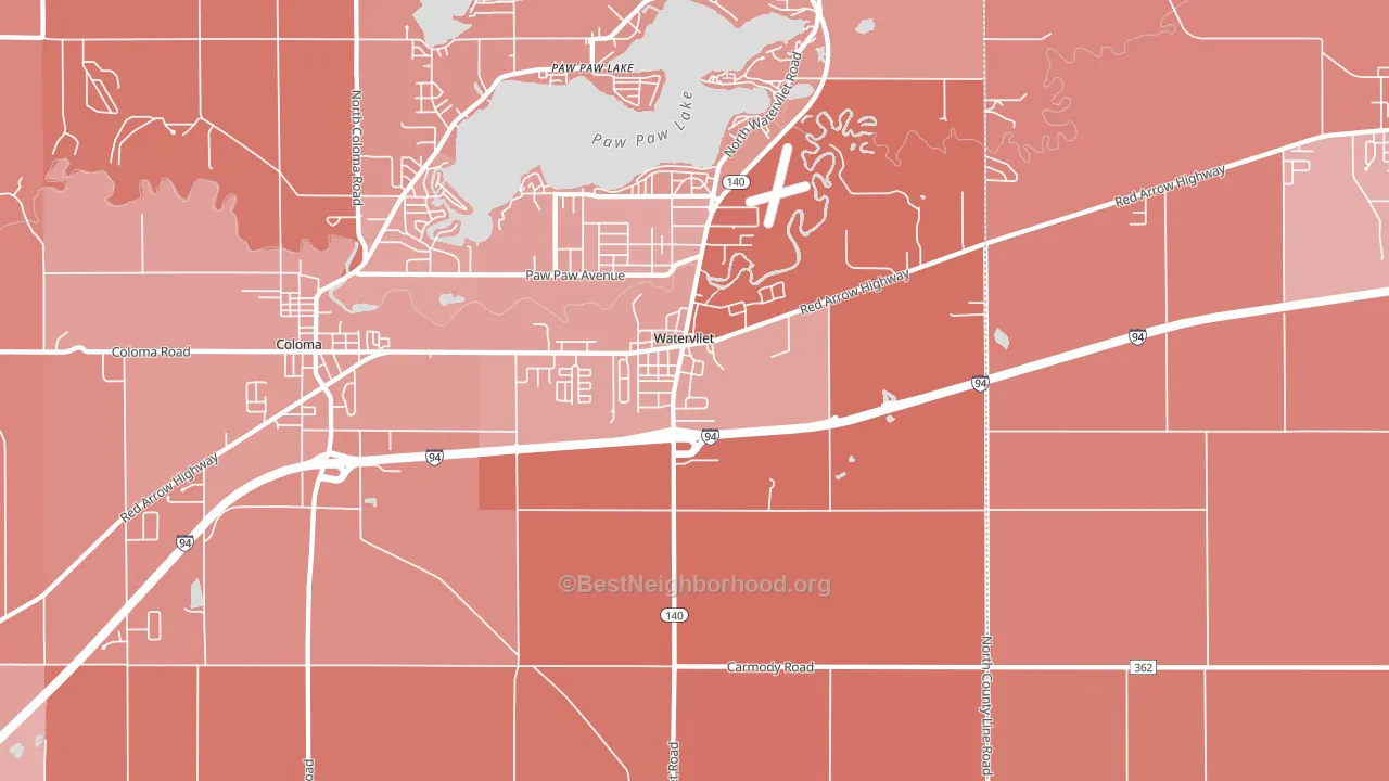 Watervliet, MI block-group political-lean map