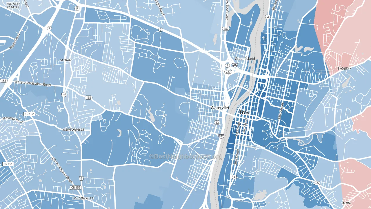 Watervliet, NY block-group political-lean map