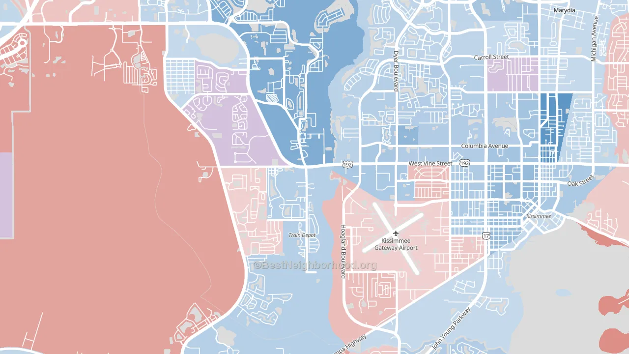 Waterway Village, Kissimmee, FL block-group political-lean map