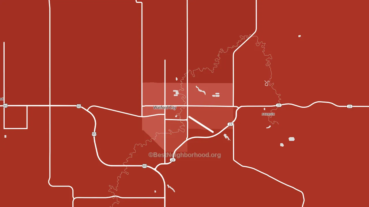 Watford City, ND block-group political-lean map