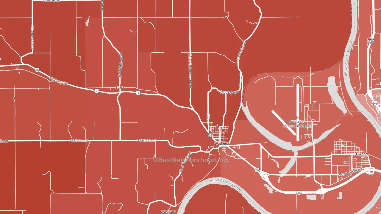 Wathena, KS block-group political-lean map