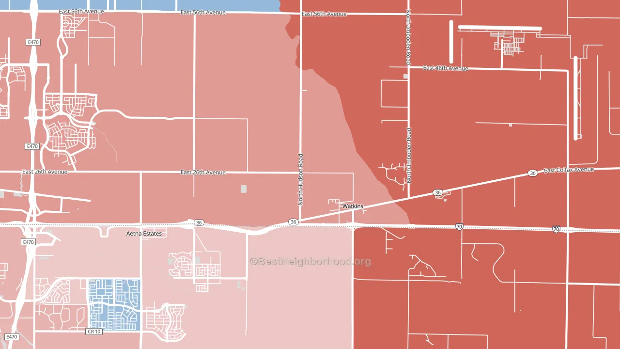 Watkins, CO block-group political-lean map