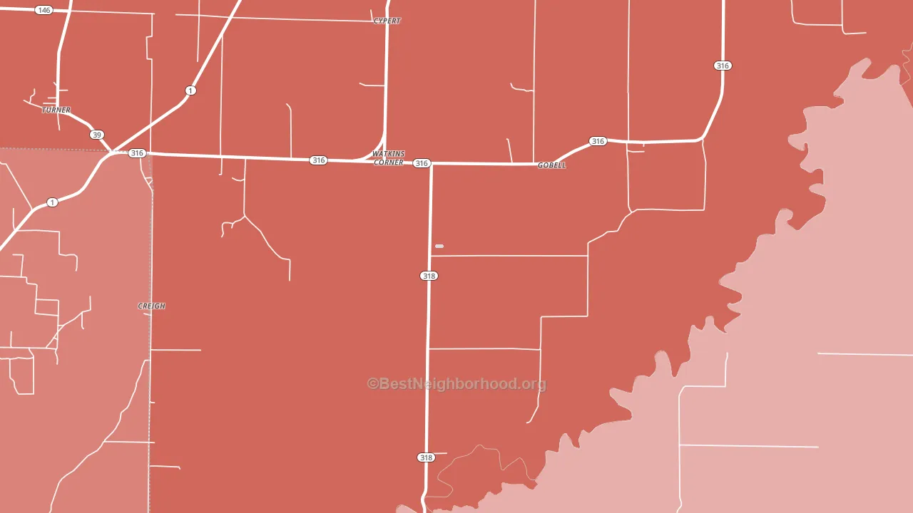 Watkins Corner, AR block-group political-lean map