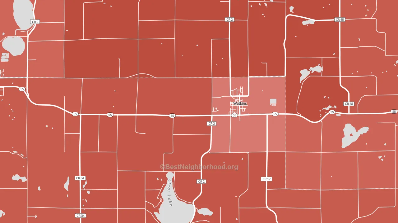 Watkins, MN block-group political-lean map