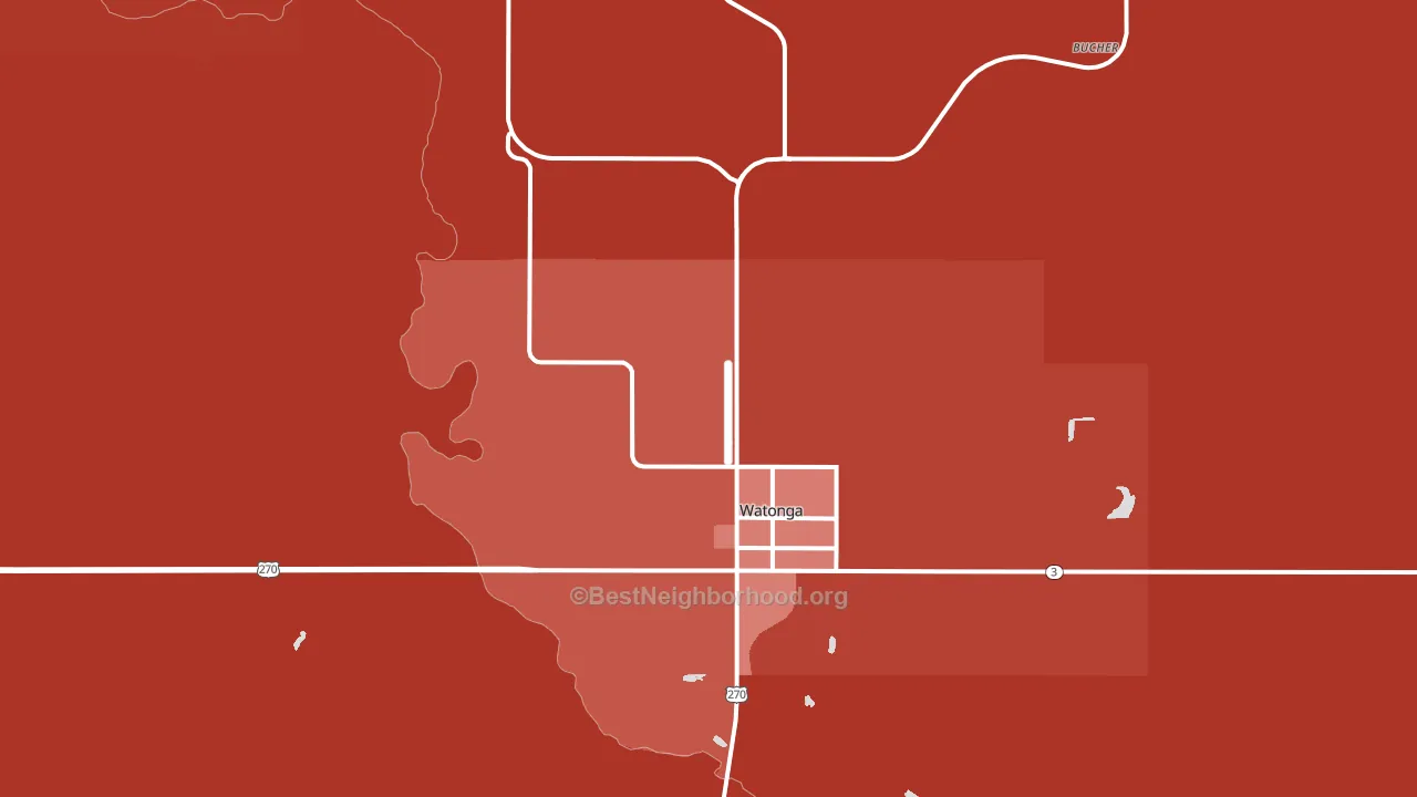 Watonga, OK block-group political-lean map
