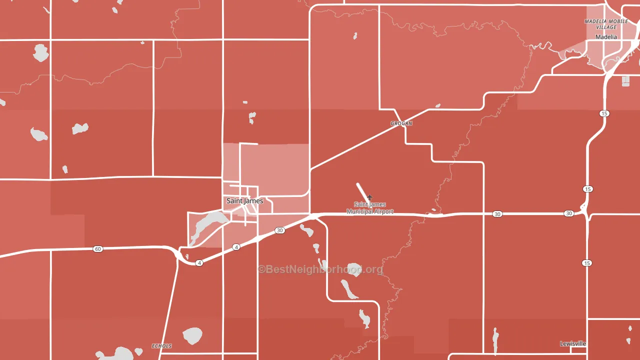 Watonwan County, MN block-group political-lean map