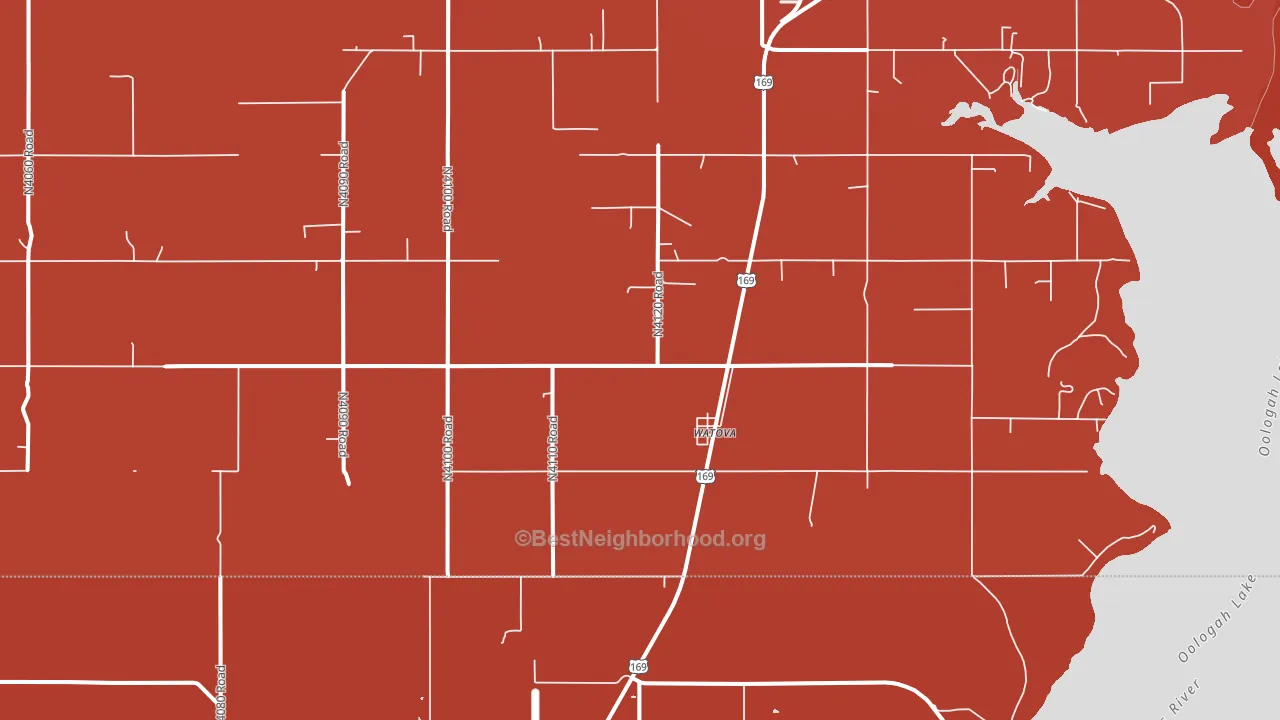 Watova, OK block-group political-lean map