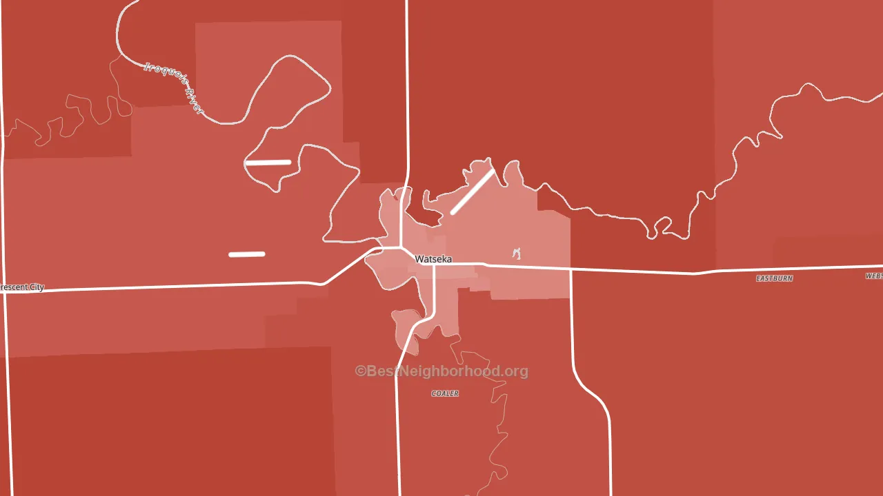 Watseka, IL block-group political-lean map