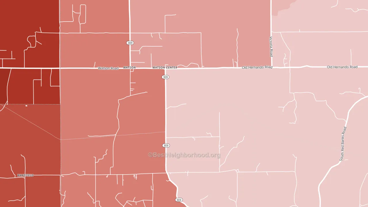 Watson, MS block-group political-lean map