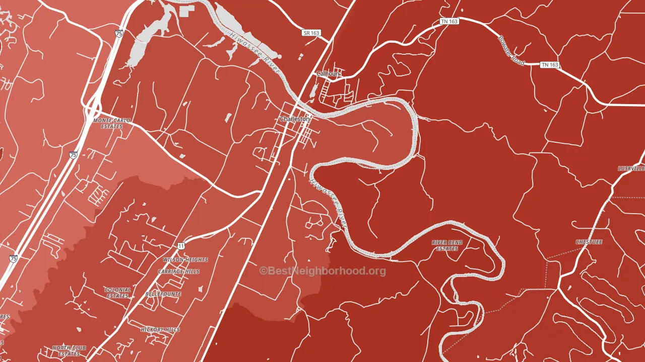 Watt Heights, TN block-group political-lean map