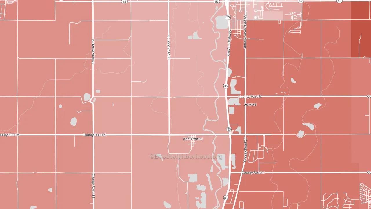 Wattenberg, CO block-group political-lean map