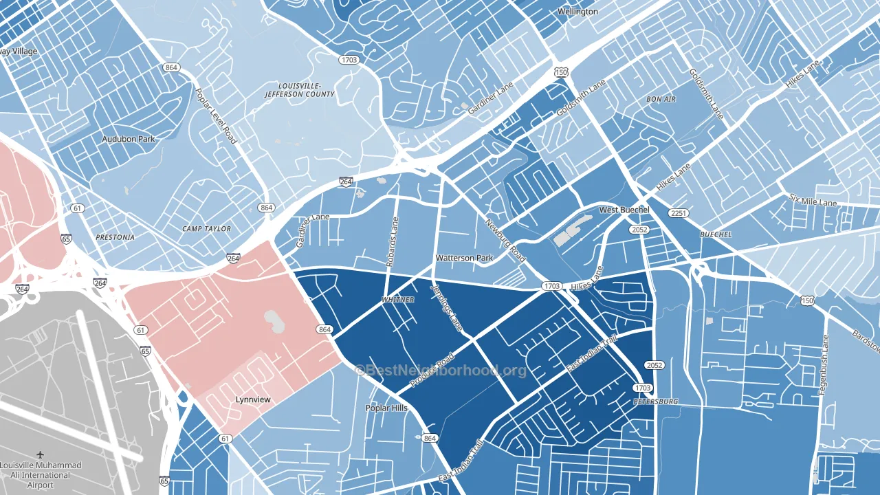 Watterson Park, KY block-group political-lean map