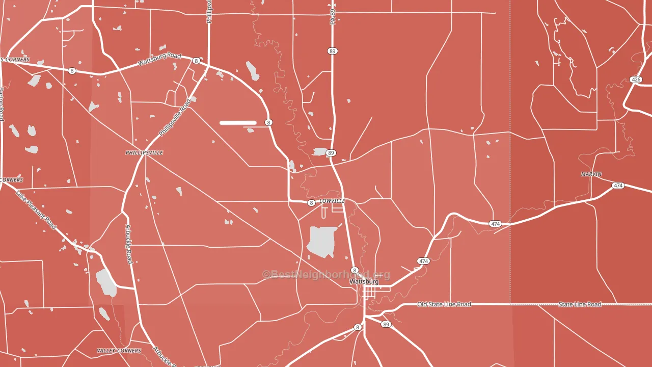 Wattsburg, PA block-group political-lean map