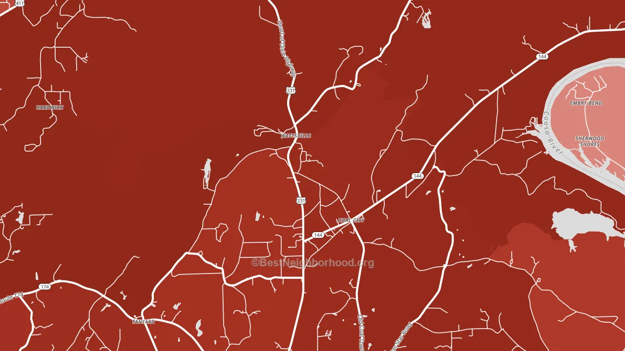 Wattsville, AL block-group political-lean map