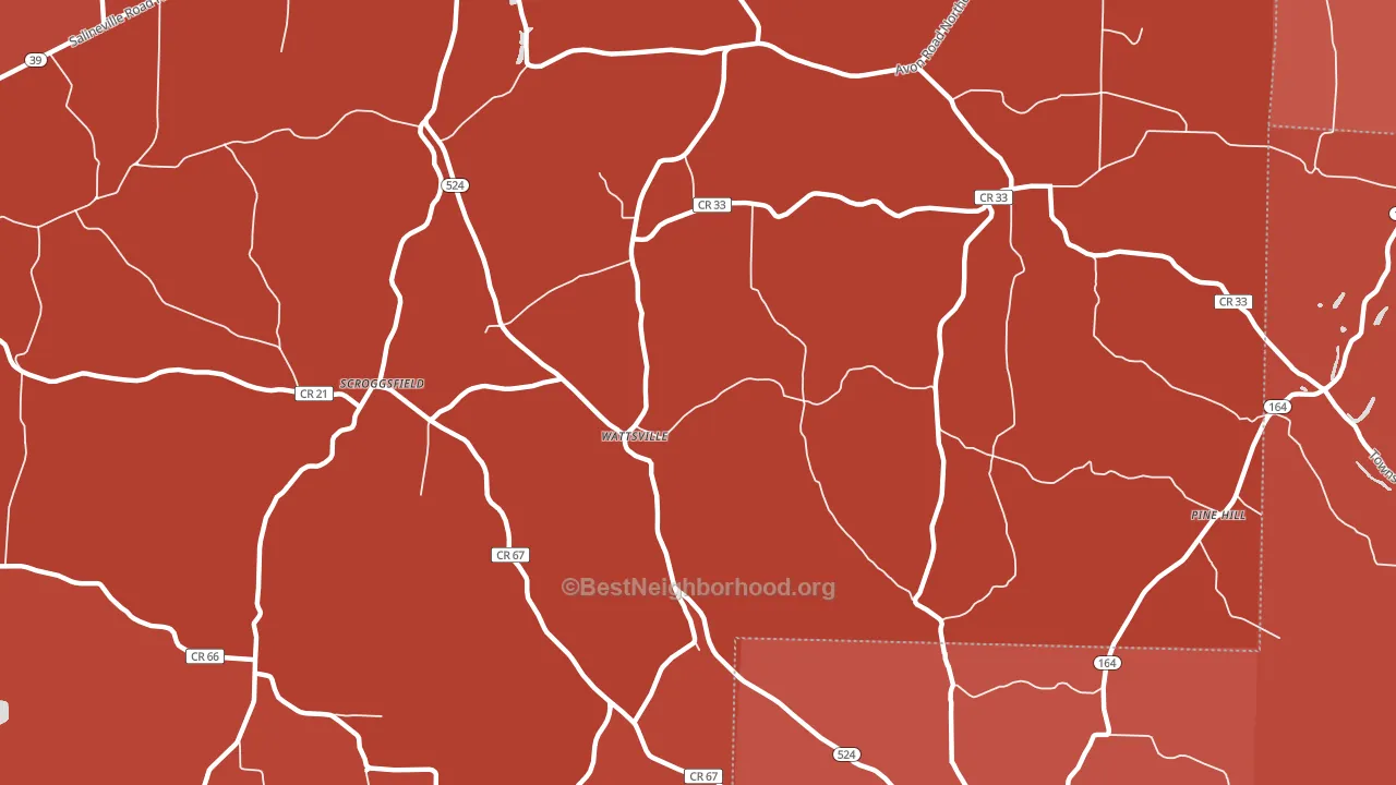 Wattsville, OH block-group political-lean map