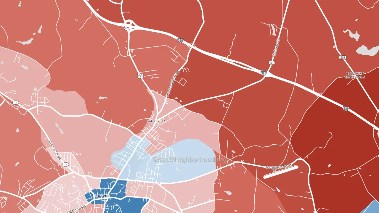 Wattsville, SC block-group political-lean map