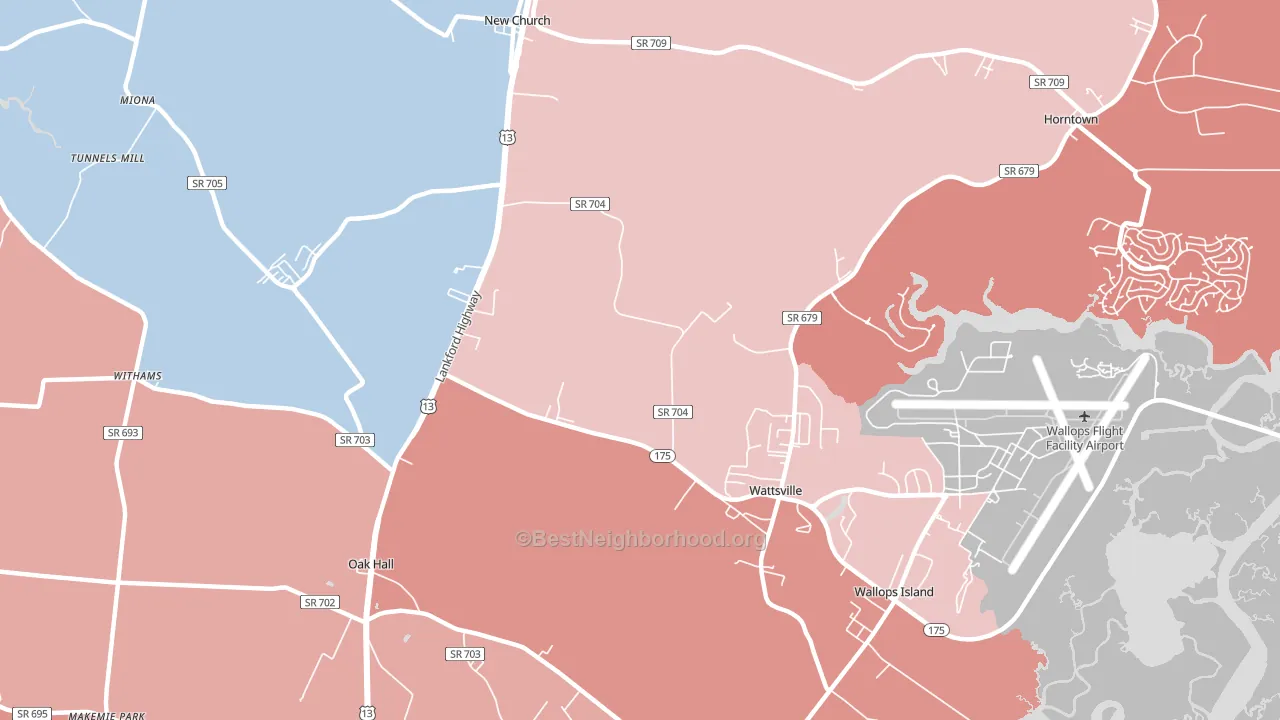 Wattsville, VA block-group political-lean map