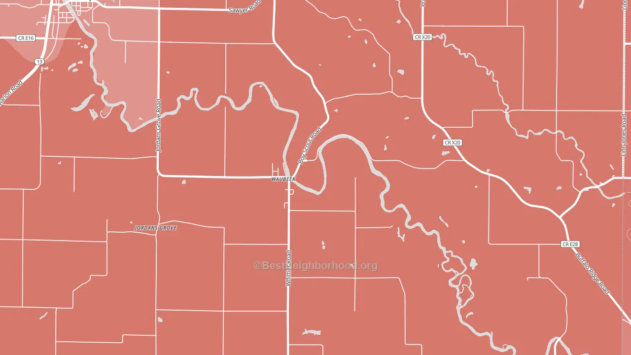 Waubeek, IA block-group political-lean map
