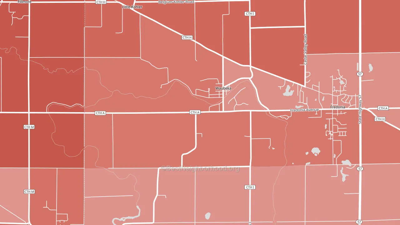Waubeka, WI block-group political-lean map