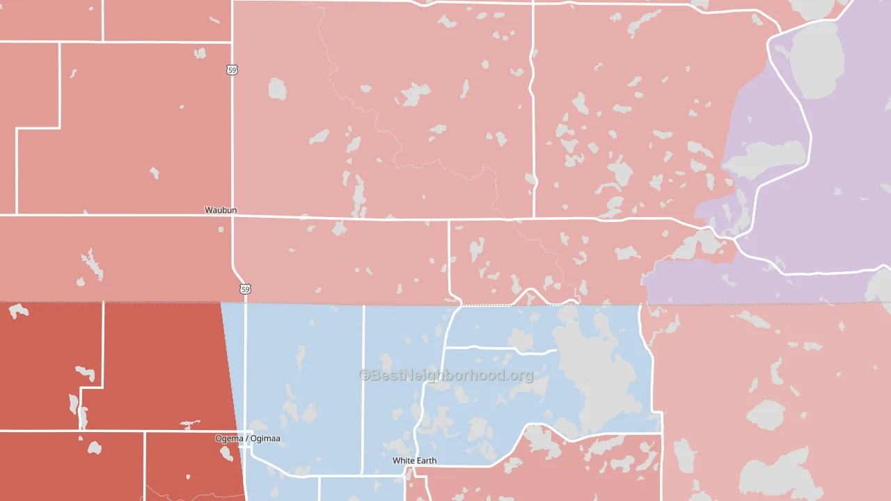Waubun, MN block-group political-lean map