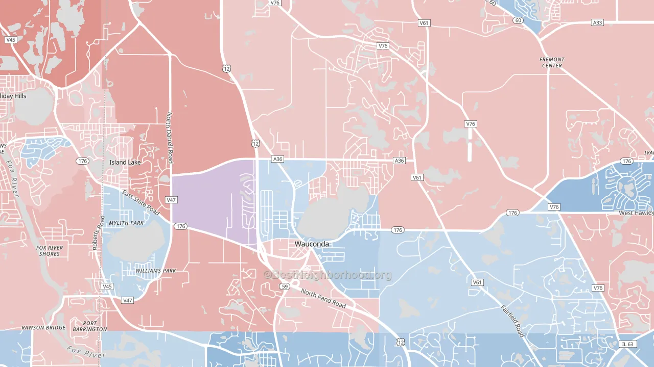 Wauconda, IL block-group political-lean map
