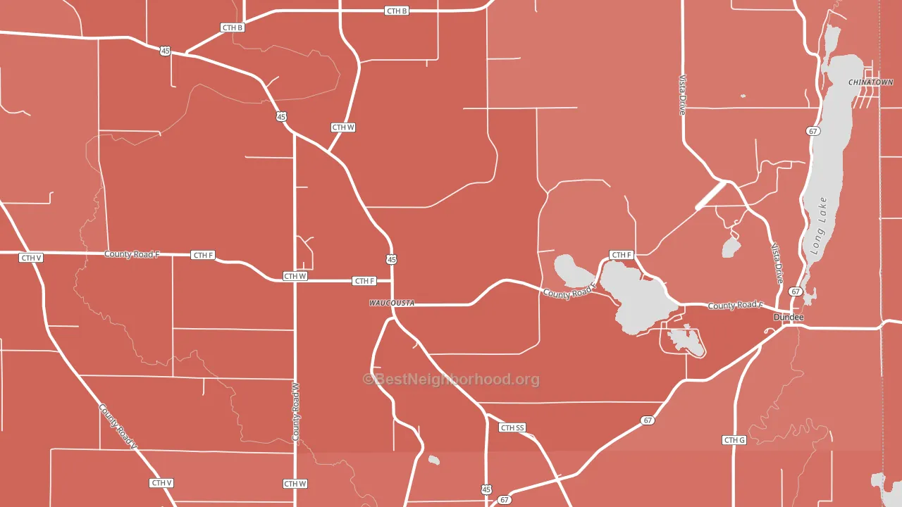 Waucousta, WI block-group political-lean map