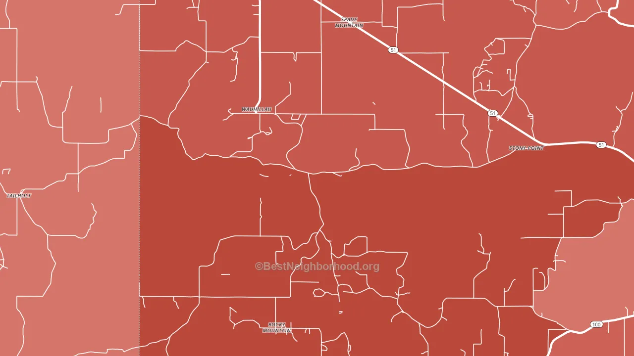 Wauhillau, OK block-group political-lean map