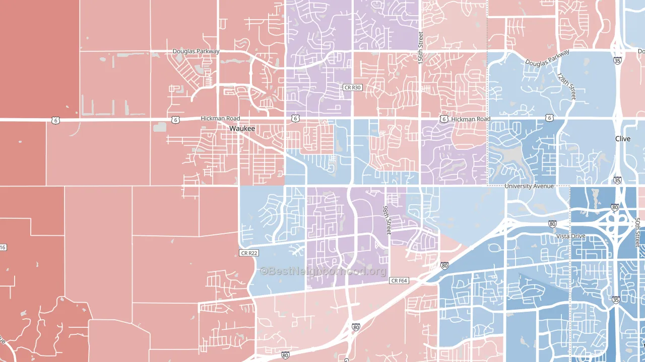 Waukee, IA block-group political-lean map