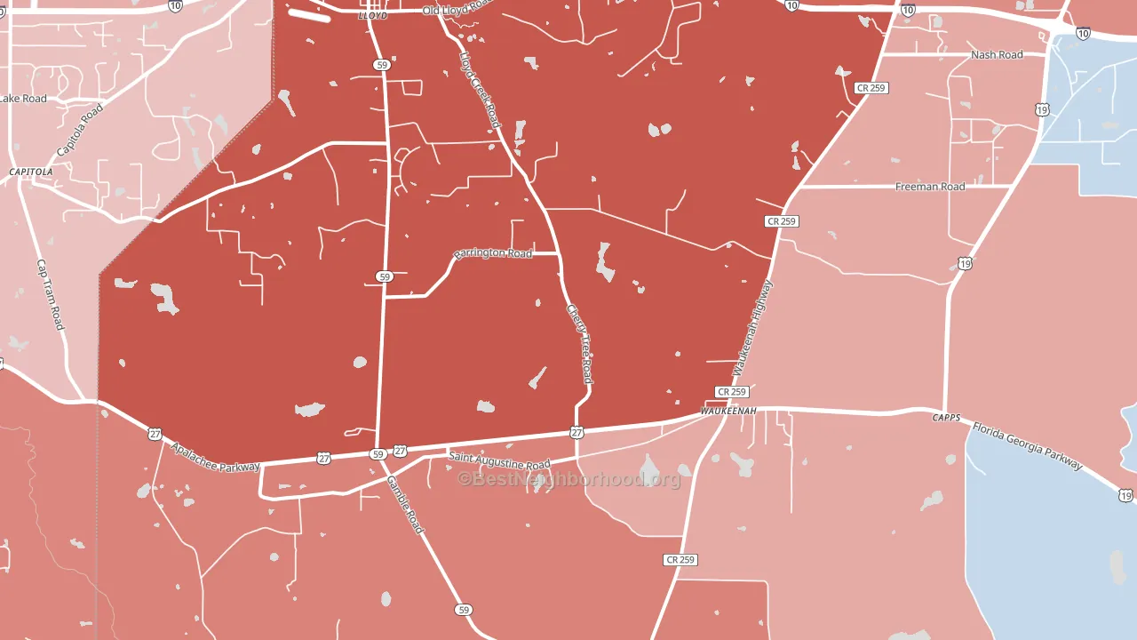 Waukeenah, FL block-group political-lean map