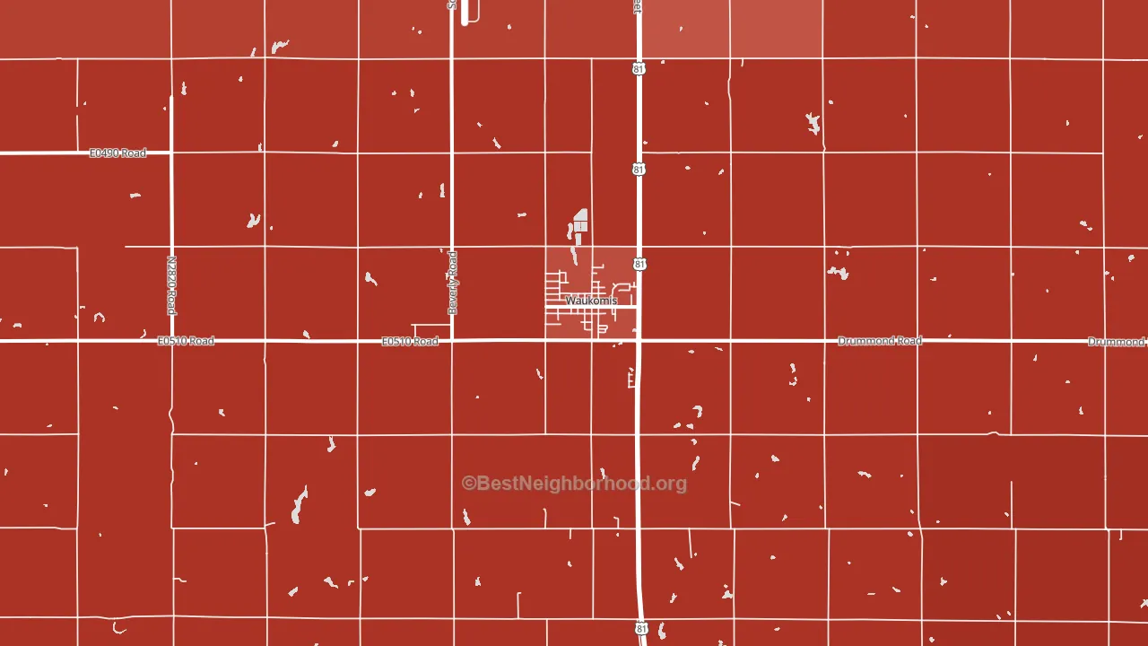 Waukomis, OK block-group political-lean map