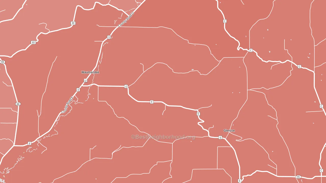 Waumandee, WI block-group political-lean map