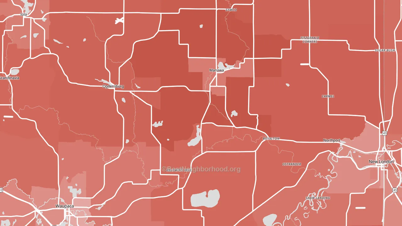 Waupaca County, WI block-group political-lean map