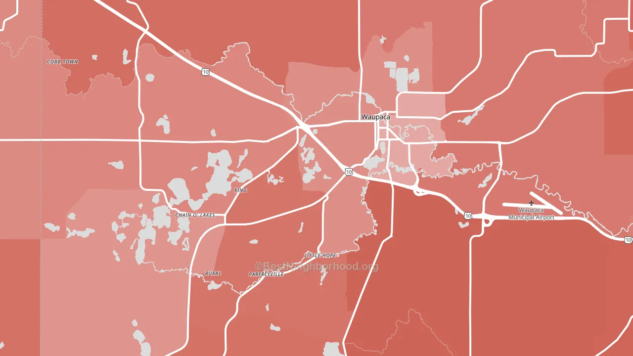 Waupaca, WI block-group political-lean map