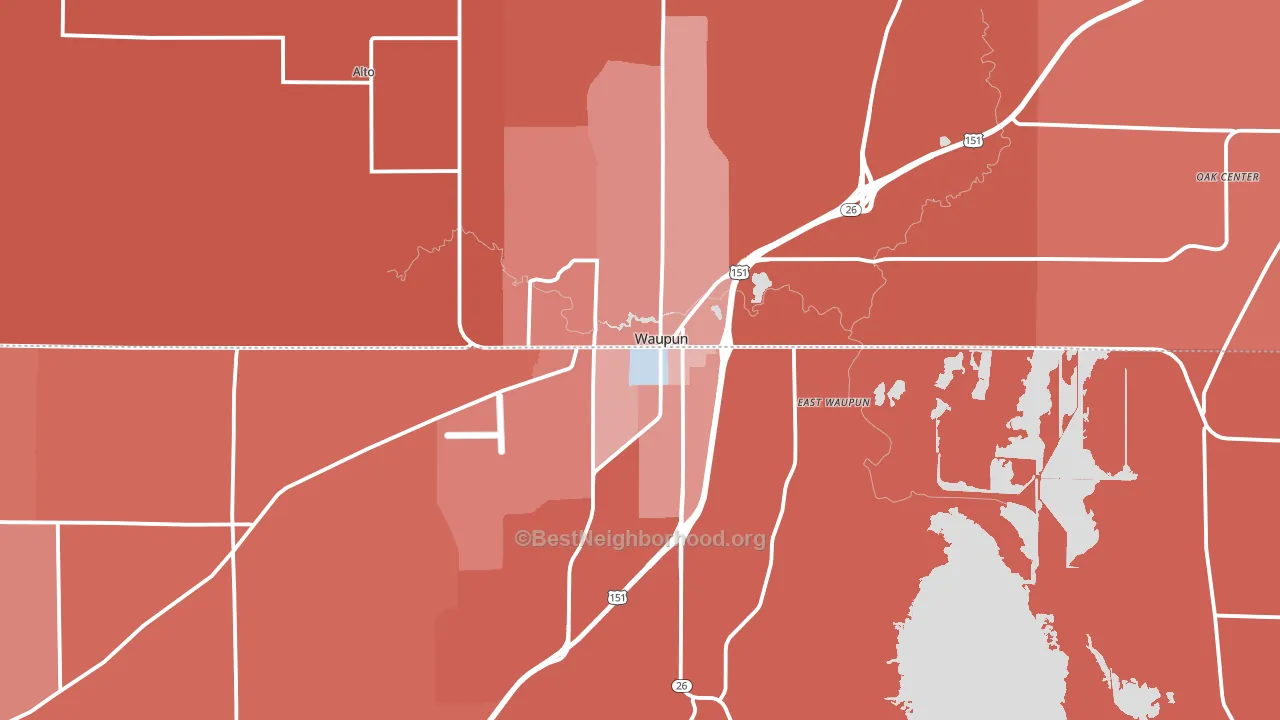 Waupun, WI block-group political-lean map