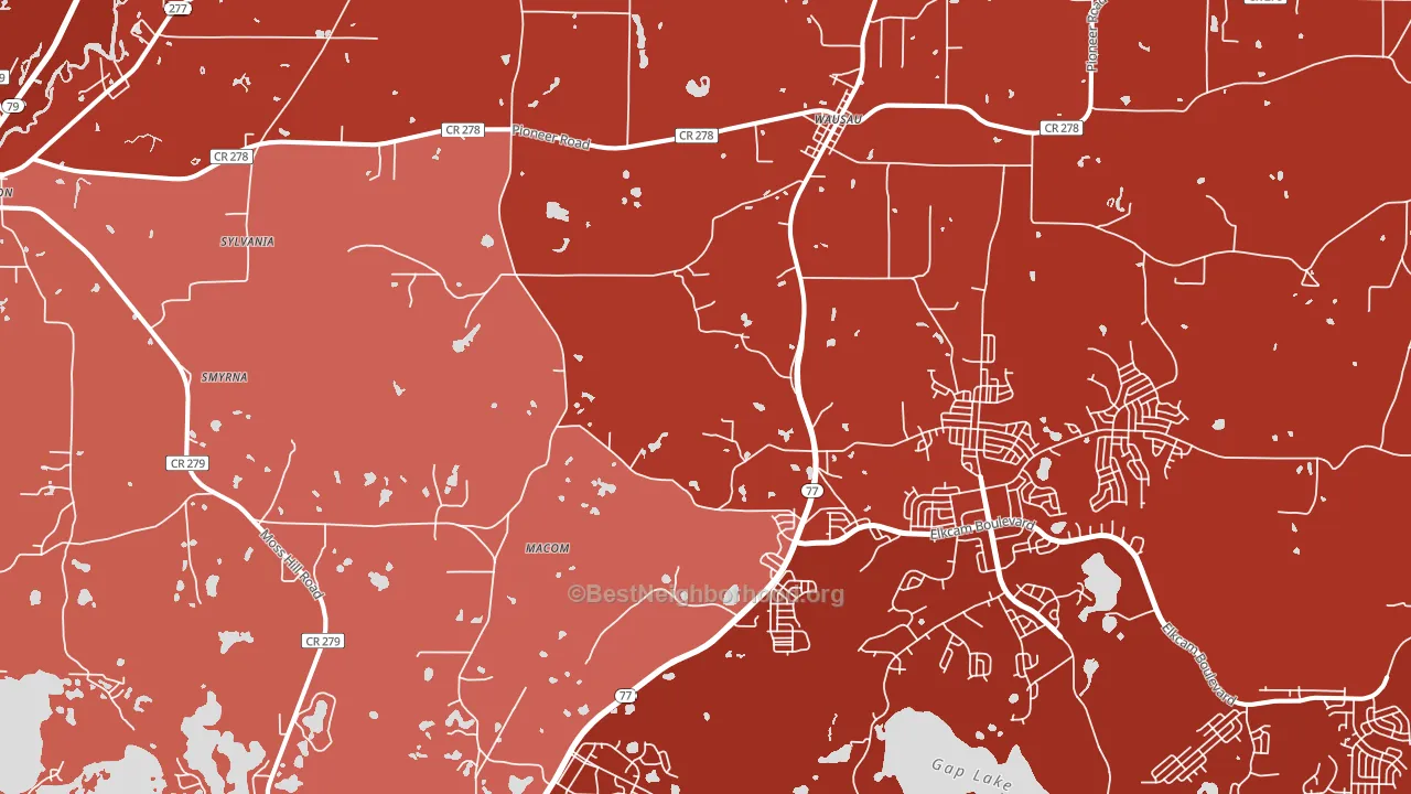 Wausau, FL block-group political-lean map