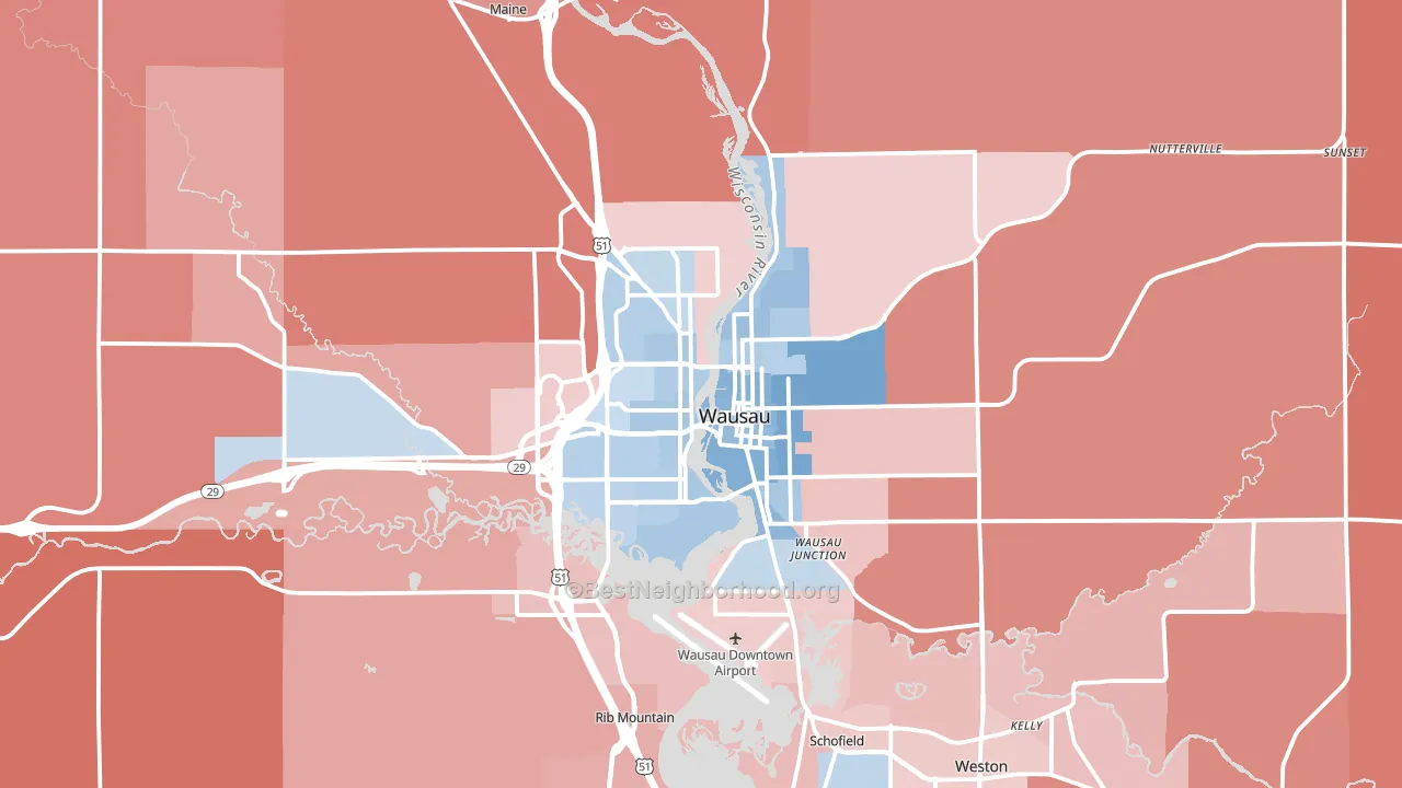 Wausau, WI block-group political-lean map