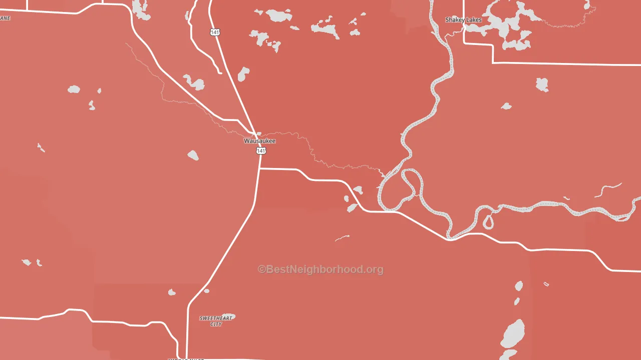Wausaukee, WI block-group political-lean map
