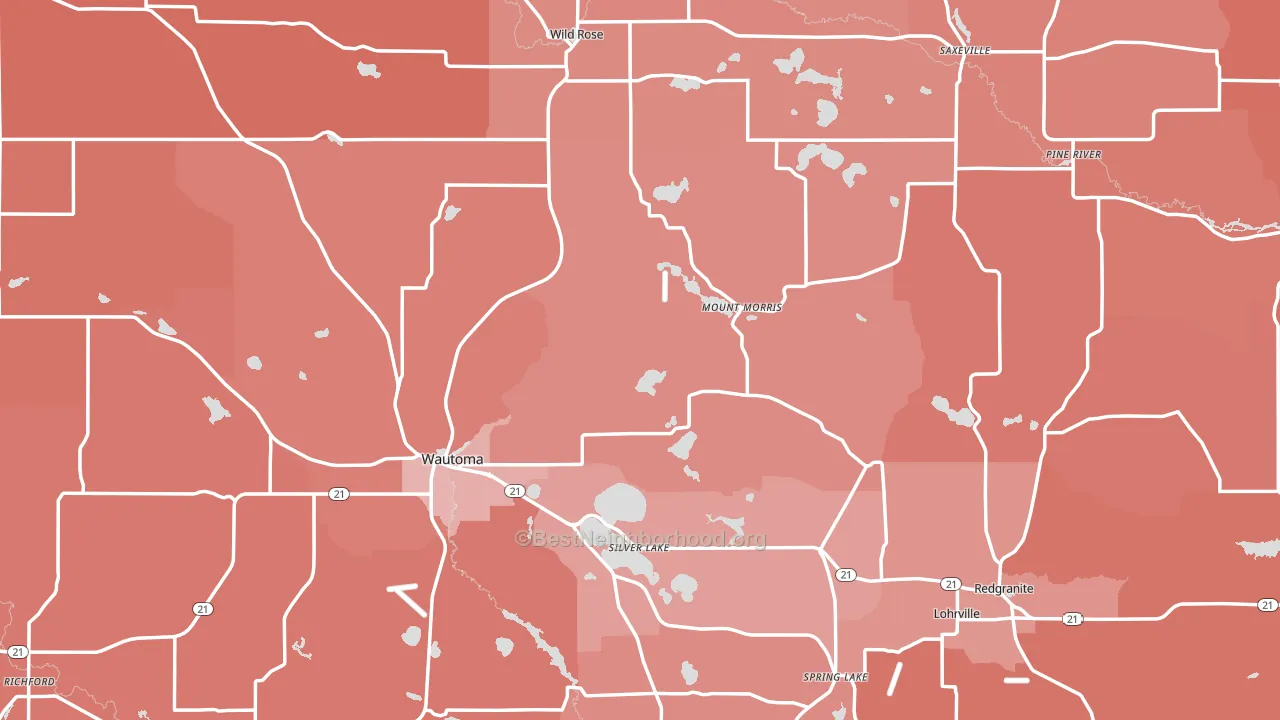 Waushara County, WI block-group political-lean map